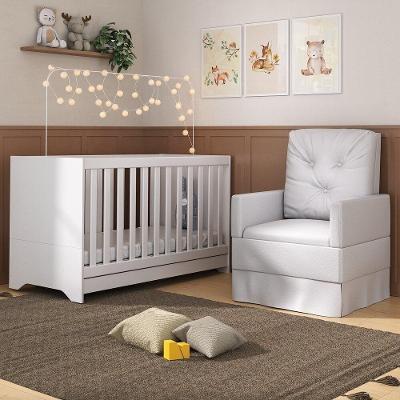 Berço Multifuncional Mp4094 3x1 em MDP com Colchão Incluso Branco
