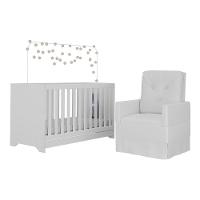 Berço 3X1 Com Colchão Incluso E Poltrona De Amamentação Elza Multimóveis Mp4094 Branco Branco - 5