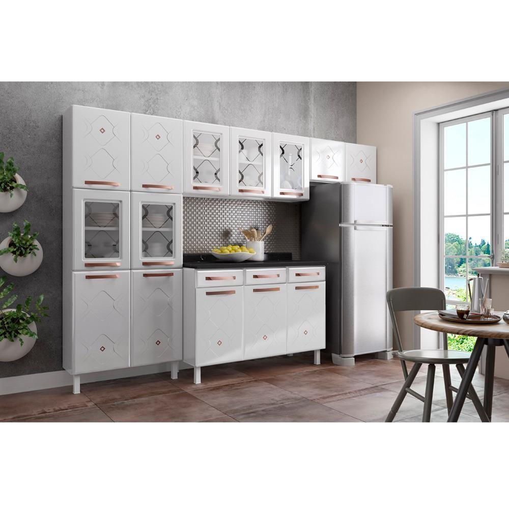 Cozinha De Aço Completa Com Balcão Glass Branco - 2