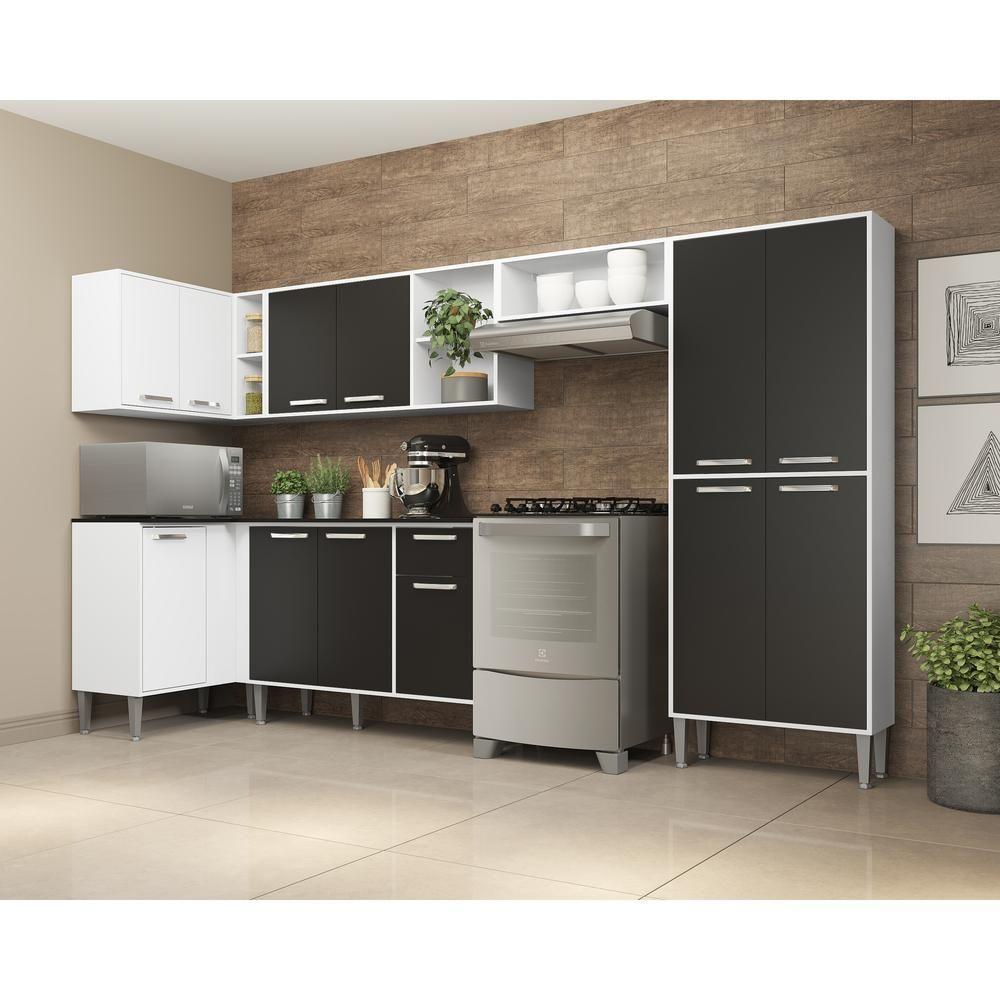 Cozinha Completa Xangai Zouk Fg3162 Com Armário E Balcão Branca/preta - 5