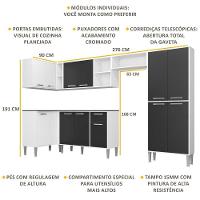 Cozinha Completa Xangai Zouk Fg3162 Com Armário E Balcão Branca/preta