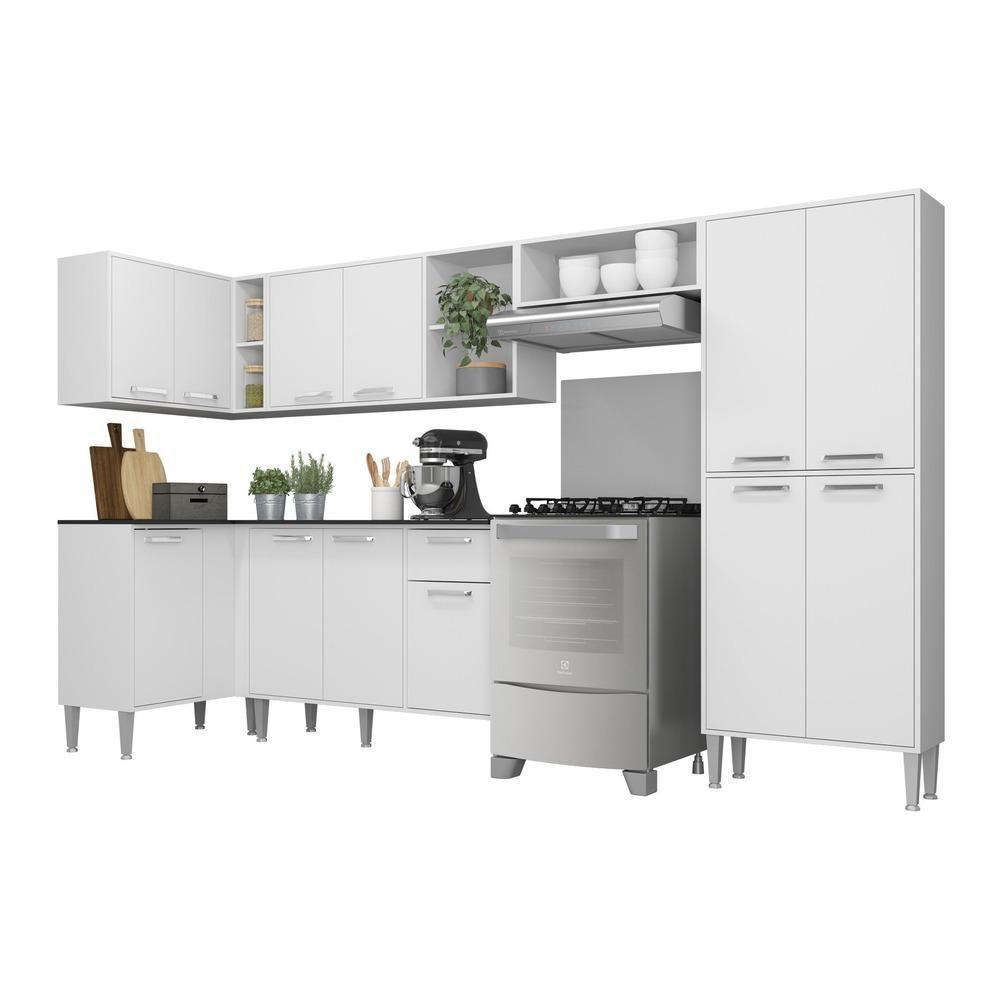 Cozinha Completa Xangai Zouk Fg3158 Com Armário E Balcão Branca - 1
