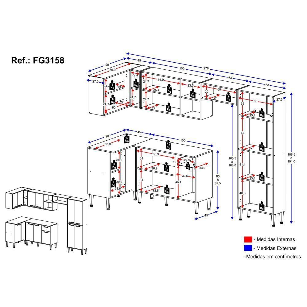Cozinha Completa Xangai Zouk Fg3158 Com Armário E Balcão Branca - 2