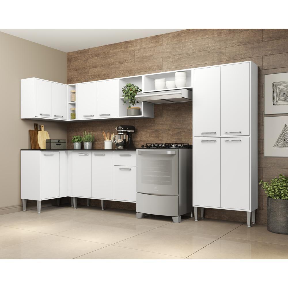 Cozinha Completa Xangai Zouk Fg3158 Com Armário E Balcão Branca - 5
