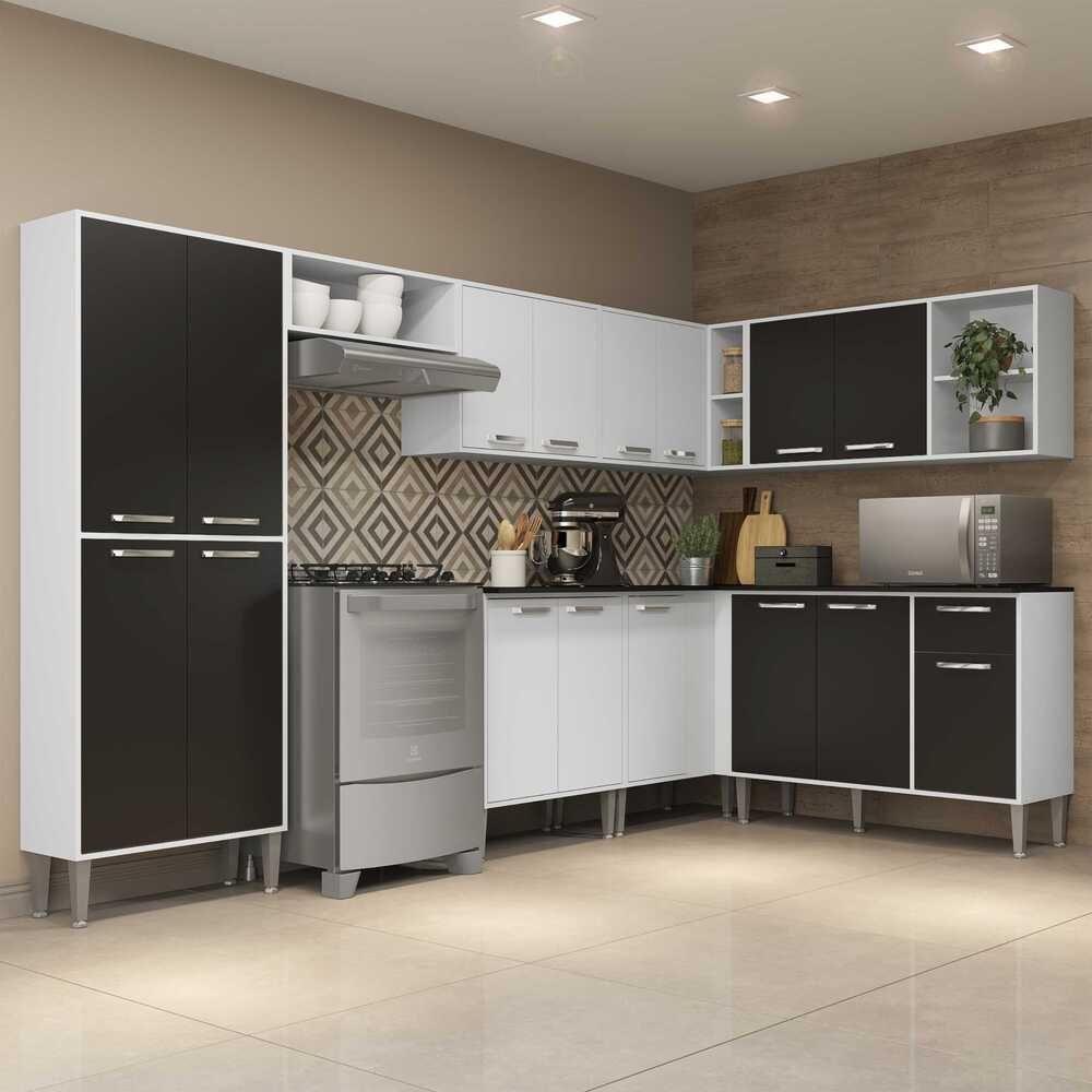 Cozinha Completa Xangai Soul Fg3163 Com Armário E Balcão Branca/preta - 2