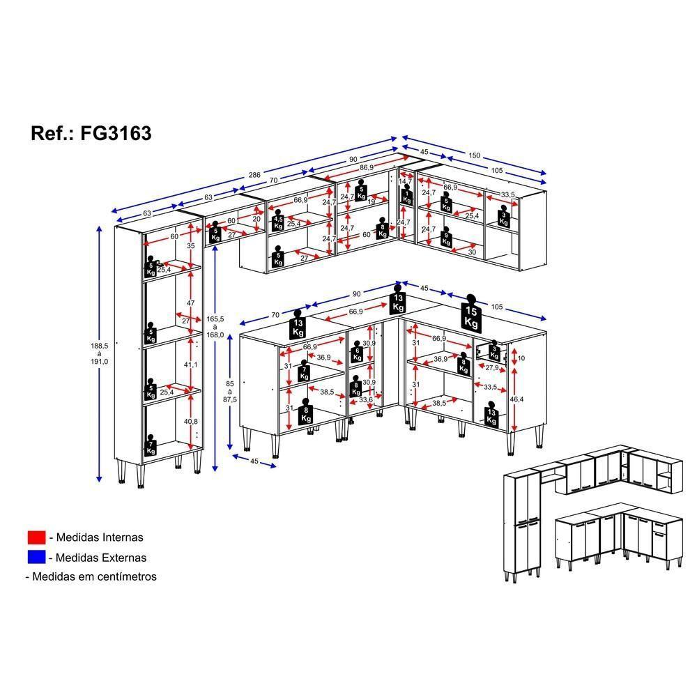 Cozinha Completa Xangai Soul Fg3163 Com Armário E Balcão Branca/preta - 7