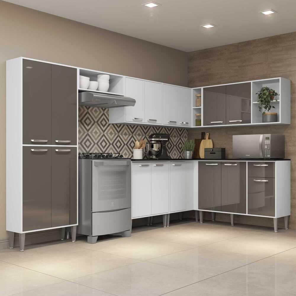 Cozinha Completa Xangai Soul Fg3284 Com Armário E Balcão Branca/lacca Fumê - 7