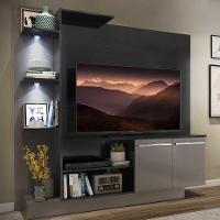 Estante Com 3 Leds Para Tv Até 55´´ Dallas Fg3398 Preta/lacca Fumê