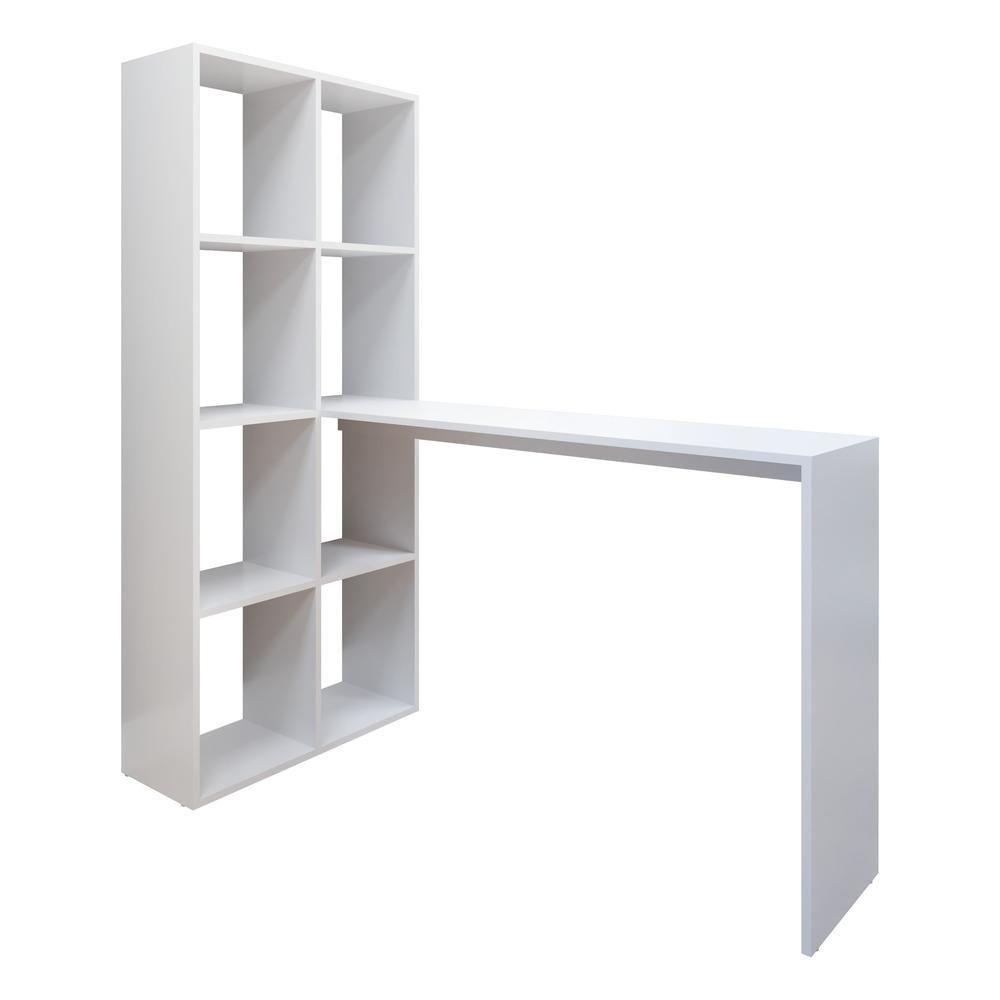 Escrivaninha Com Estante Lateral Fg2561 Branco - 1