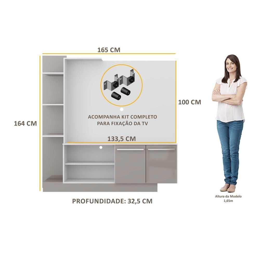Estante Com Suporte Para Tv Até 55´´ Denver Fg3069 Branca/lacca Fumê - 3