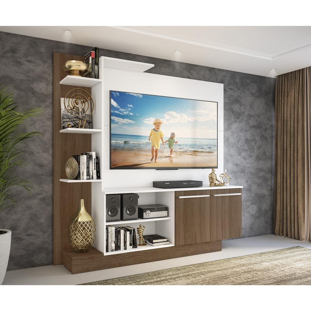 Estante Com Suporte Para Tv Até 55´´ Denver Fg3069 Branca/madeirada - 7