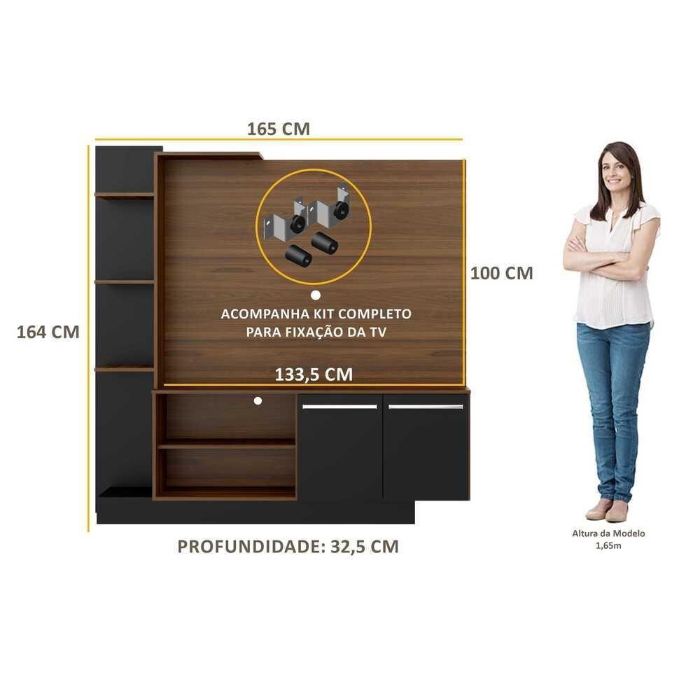 Estante Com Suporte Para Tv Até 55´´ Denver Fg3069 Madeirada/preta - 1