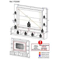Estante Com Espelho Para Tv Até 65´´ Oslo Fg3390 Branca/tenerife