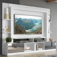 Estante Com Suporte Tv 65" Portas C/ Espelho Oslo Multimóveis V3382 Branca Branco - 7