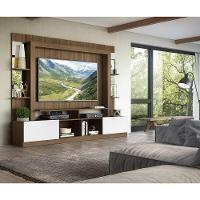 Estante Com Suporte Tv 65" Prateleiras C/ Espelho Oslo Multimóveis V3385 Madeirado/Branco - 2