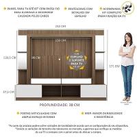 Estante Com Suporte Tv 65" Prateleiras C/ Espelho Oslo Multimóveis V3385 Madeirado/Branco - 6