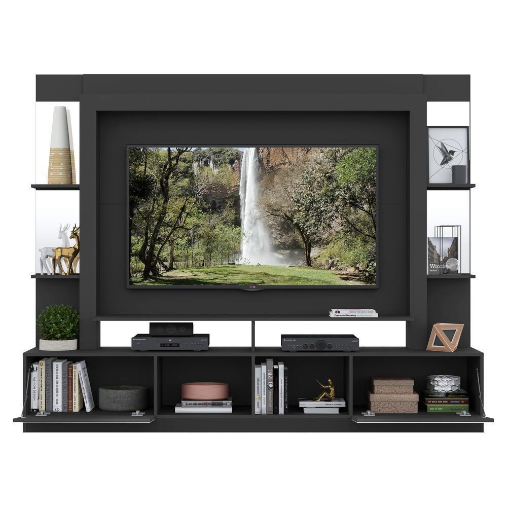 Estante Tv 65" Com Espelho Oslo Multimóveis V3389 Preta Preto - 4