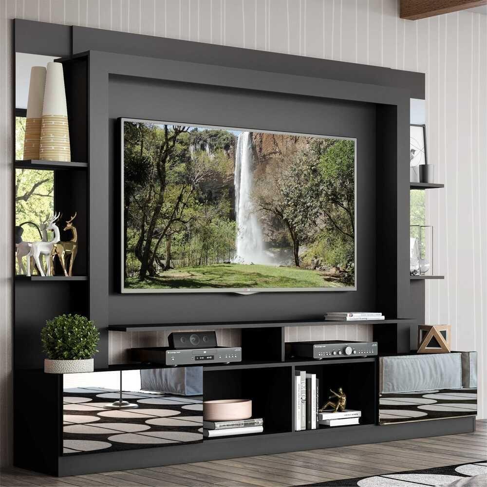 Estante Tv 65" Com Espelho Oslo Multimóveis V3389 Preta Preto - 7