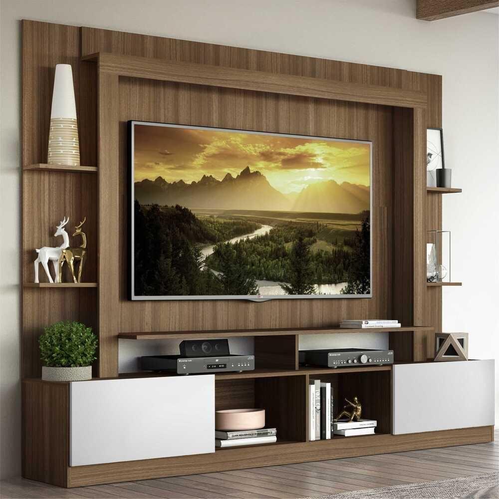 Estante Com Suporte Tv 65" E 2 Portas Oslo Multimóveis V3386 Madeirada/Branca Madeirado/Branco - 7