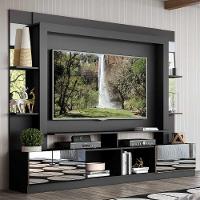 Estante Com Suporte Tv 65" E Espelho Oslo Multimóveis V3381 Preta/Madeirada Preto/Madeirado - 7