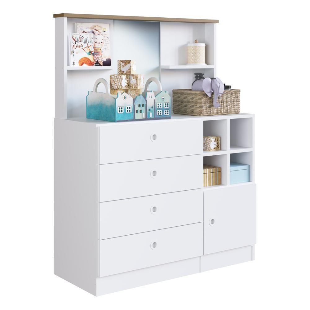 Cômoda Infantil 4 Gavetas E 1 Porta Multimóveis Cr40102 Branca Branco - 1