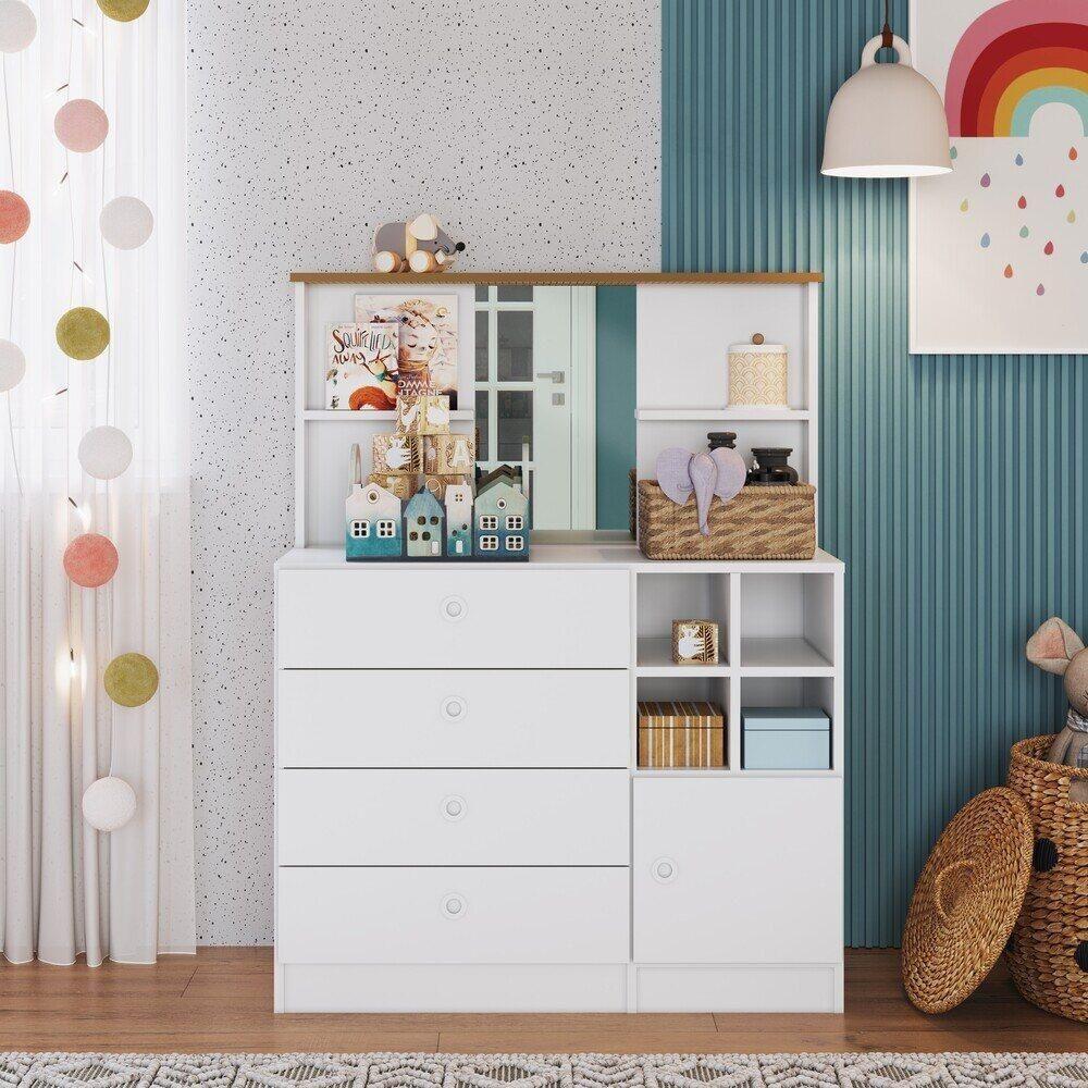 Cômoda Infantil 4 Gavetas E 1 Porta Multimóveis Cr40102 Branca Branco - 2