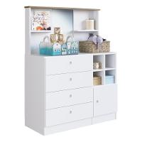 Cômoda Infantil 4 Gavetas E 1 Porta Multimóveis Cr40102 Branca Branco - 1