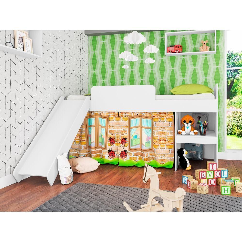 Cama Infantil Com Escorregador Para Colchão 188x88cm Multimóveis Cr40071 Branca Branco - 2