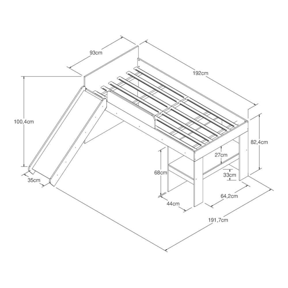 Cama Infantil Com Escorregador Para Colchão 188x88cm Multimóveis Cr40071 Branca Branco - 3