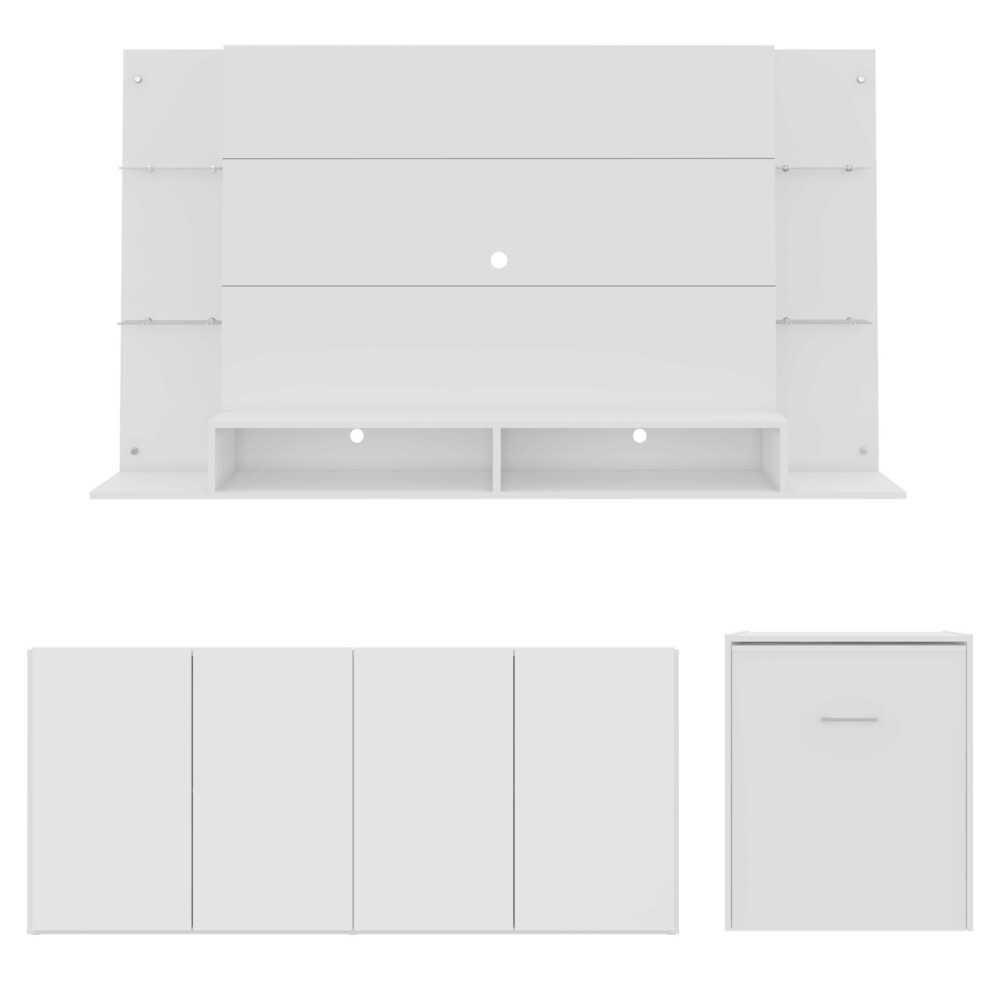 Conjunto Sala De Estar Painel Tv 60 Aparador e Mesa Dobrável - 2