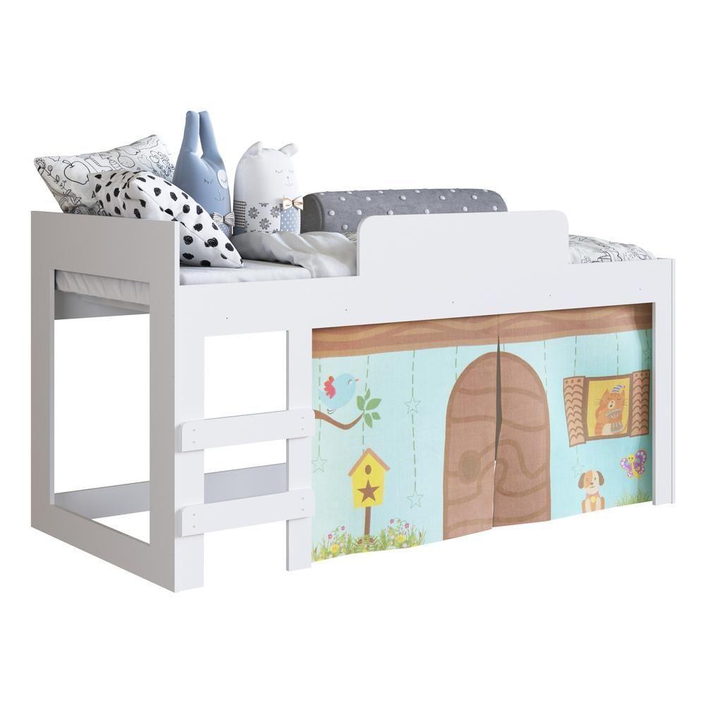 Cama Infantil Com Cortinas Para Colchão 188x88cm Multimóveis Cr40068 Branca Branco - 1