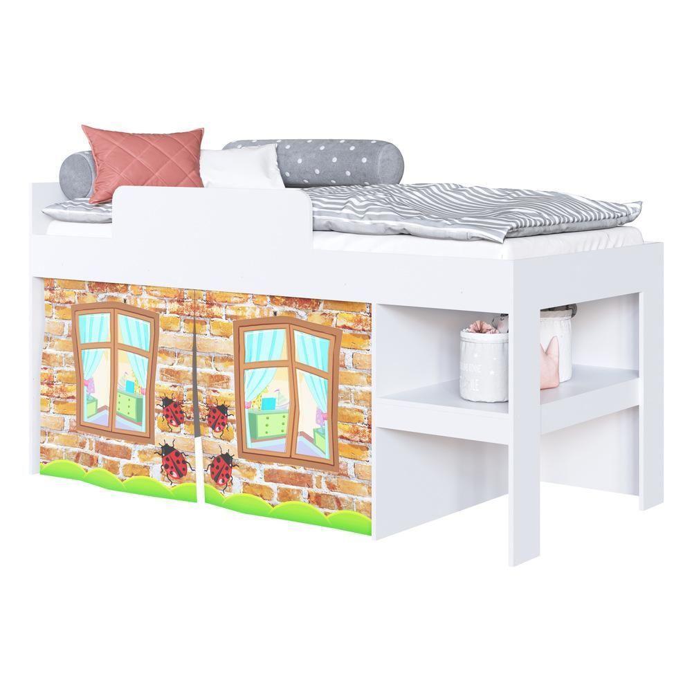 Cama Infantil Com Cortinas Para Colchão 188x88cm Multimóveis Cr40070 Branca Branco - 1