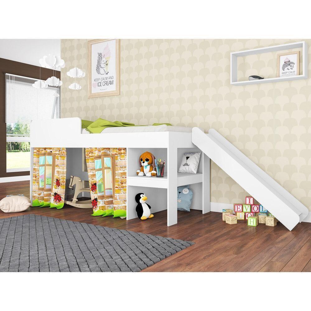 Cama Infantil Com Cortinas Para Colchão 188x88cm Multimóveis Cr40070 Branca Branco - 3