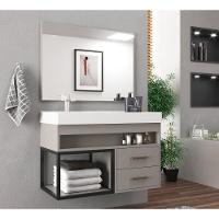 Gabinete Banheiro Com Cuba E Espelheira 80Cm Multimóveis Vcr10071 Cimento Cimento - 1