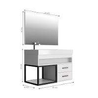 Gabinete Banheiro Com Cuba E Espelheira 80Cm Multimóveis Vcr10071 Cimento Cimento - 2