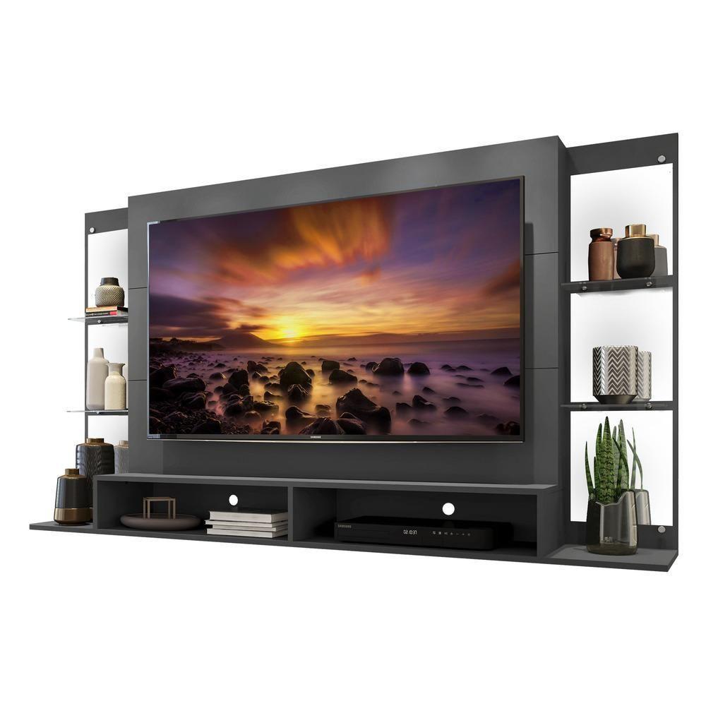 Painel Com Suporte Tv 60" E Espelho Nairóbi Multimóveis V3321 Grafite Grafite - 1