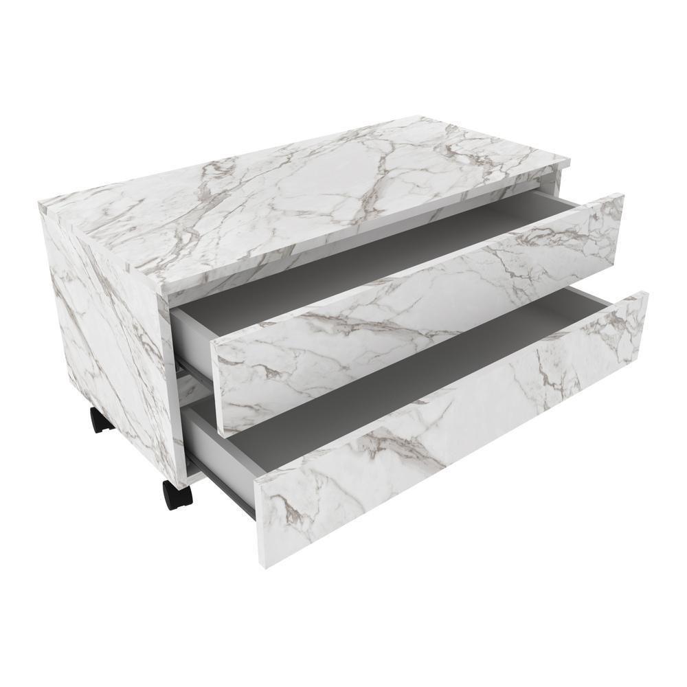 Gabinete Banheiro 2 Gavetas Com Rodízios 80Cm Multimóveis Vcr10083 Mármore Branco Mármore Branco - 2