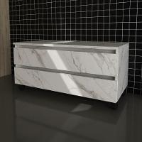 Gabinete Banheiro 2 Gavetas Com Rodízios 80Cm Multimóveis Vcr10083 Mármore Branco Mármore Branco - 4