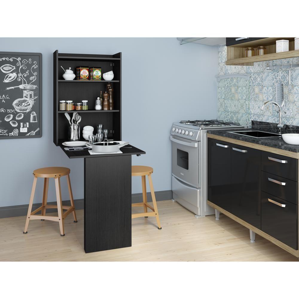 Mesa Dobrável Com Armário Fg5131 Preta - 7