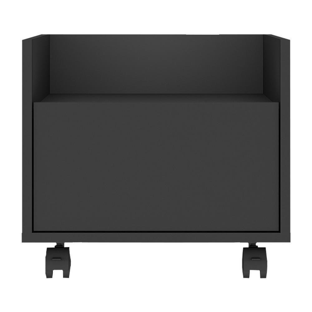 Mesa De Cabeceira 40Cm Com Rodízios Multimóveis V4042 Preta Preto - 2