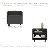 Mesa De Cabeceira 40Cm Com Rodízios Multimóveis V4042 Preta Preto - 5