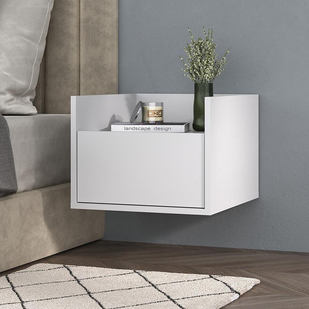 Mesa De Cabeceira 40Cm Suspensa Multimóveis V4040 Branca Branco - 6