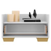 Mesa De Cabeceira 60Cm Multimóveis V3628 Branca/Natural Branco/Natural