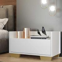 Mesa De Cabeceira 60Cm Multimóveis V3628 Branca/Natural Branco/Natural - 7