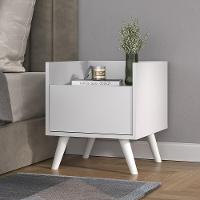 Mesa De Cabeceira 40Cm Retrô Multimóveis V4041 Branca Branco - 3