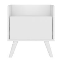 Mesa De Cabeceira 40Cm Retrô Multimóveis V4041 Branca Branco
