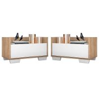 Kit Com 2 Mesas De Cabeceira 80Cm Multimóveis V4003 Rustic/Branca Rustic/Branco - 1