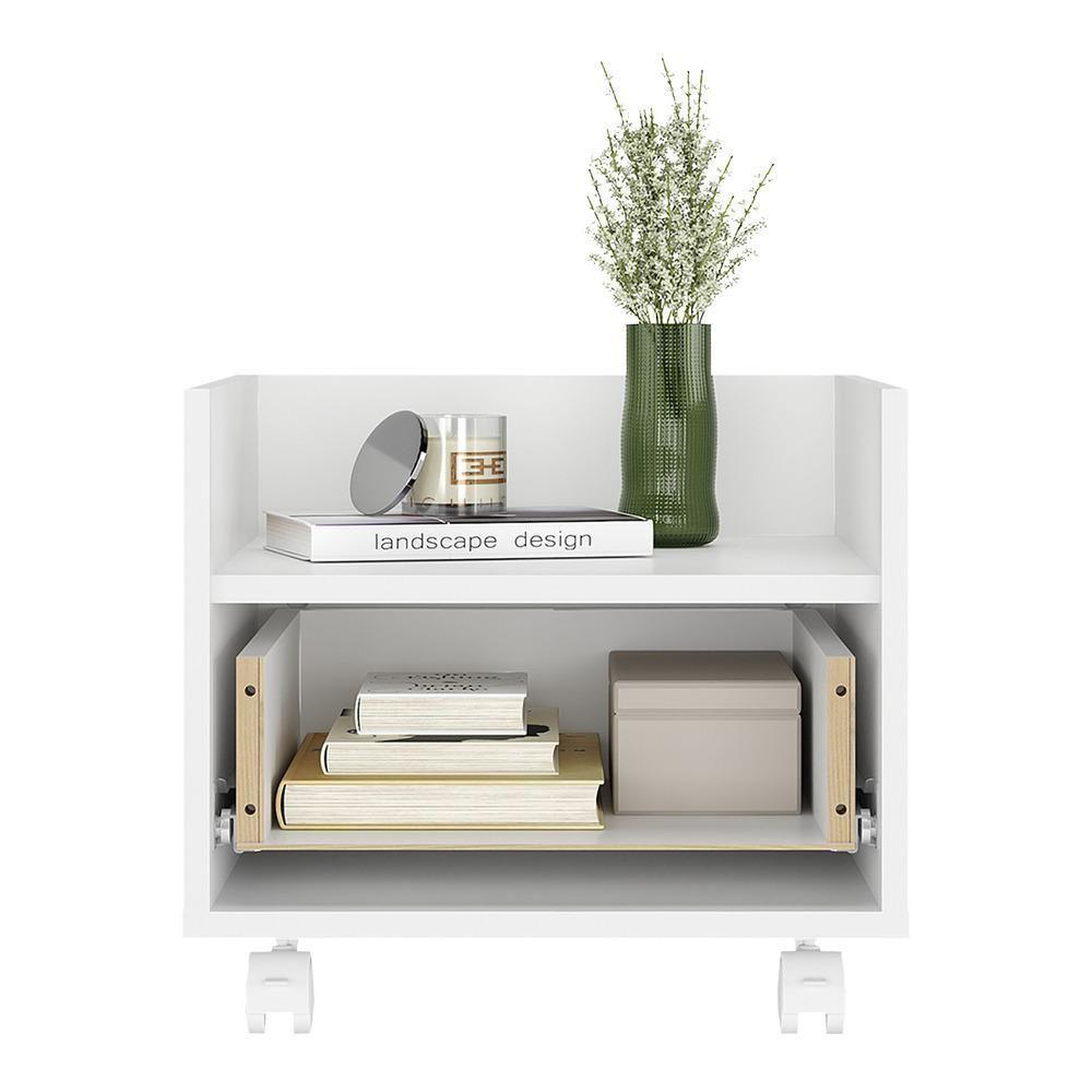 Mesa De Cabeceira 40Cm Com Rodízios Multimóveis V4042 Branca Branco - 3