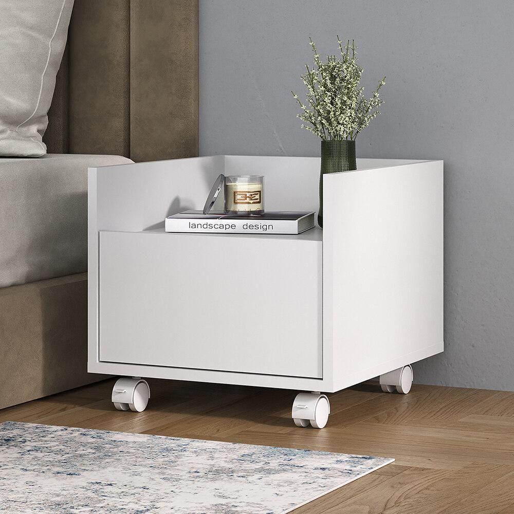 Mesa De Cabeceira 40Cm Com Rodízios Multimóveis V4042 Branca Branco - 6