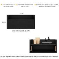 Kit Com 2 Mesas De Cabeceira 60Cm Suspensa Multimóveis V3632 Preta Preto - 6